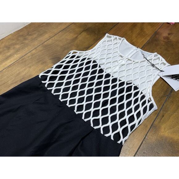 Diane von Furstenberg Size 4 Leonora Netted Two Tone Dress Ponte Knit - Picture 6 of 14